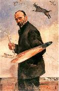 Julian Falat Self-portrait from palette oil painting on canvas
